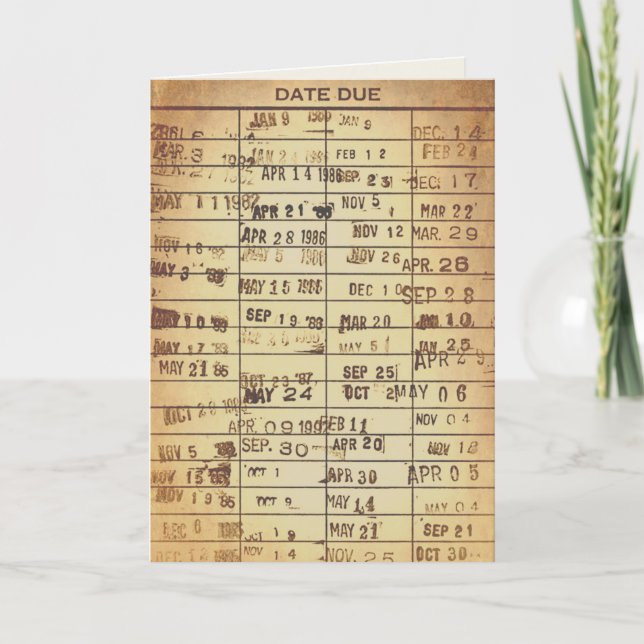 Tarjeta de biblioteca vintage de cumpleaños (Anverso)