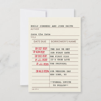 Tarjeta de biblioteca vintage Guardar la fecha