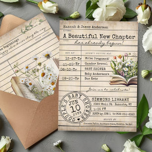 Tarjeta de biblioteca vintage Libros Florales Cuid