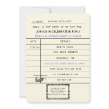 Tarjeta de biblioteca vintage para bebé neutro en 