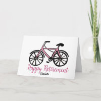 Tarjeta de bicicleta rosa de Feliz Jubilación