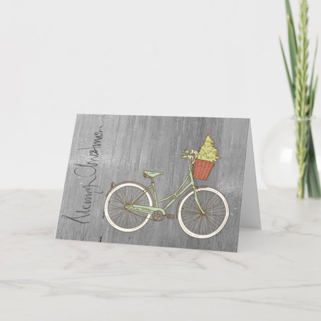 Tarjeta de bicicleta simple y dulce para Navidades (Anverso)