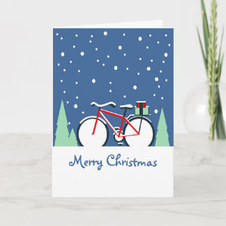 Tarjeta de bicicletas para Navidades de nieve