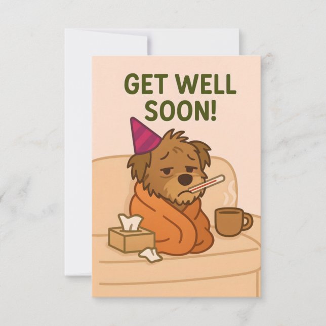 Tarjeta de bienestar pronto - Perro scruffy (Anverso)