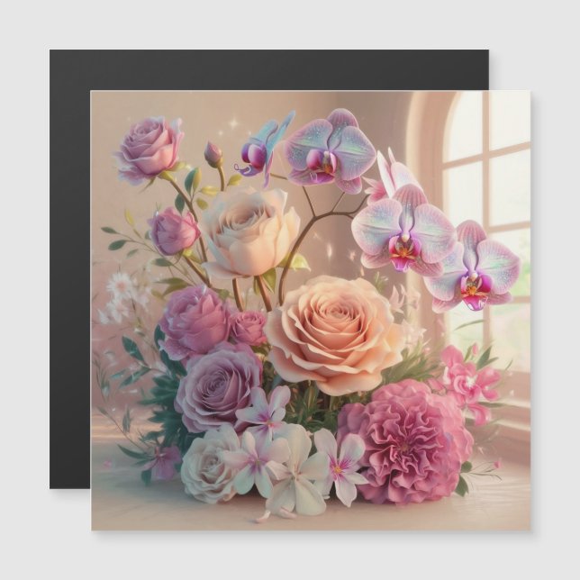 Tarjeta de bienvenida 3D Spring Flowers con Rosas (Anverso/Reverso)