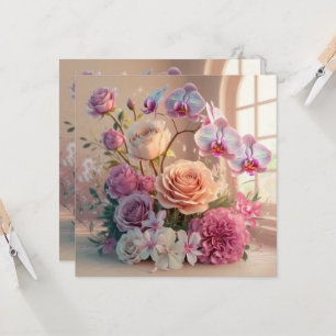 Tarjeta de bienvenida 3D Spring Flowers con Rosas