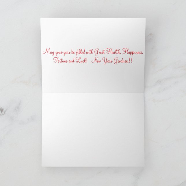 Tarjeta de bienvenida 5x7. Feliz Año Nuevo Chino.  (Interior)