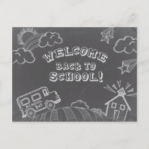 Tarjeta de bienvenida al regreso a clases en pizar