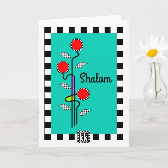 Tarjeta de bienvenida Art Nouveau Shalom (Planta pequeña)