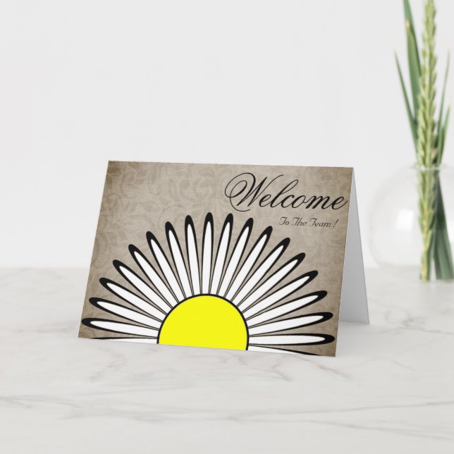 Tarjeta de bienvenida blanca mínima amarilla (Anverso)