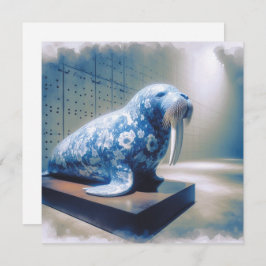 Tarjeta de bienvenida Blue Porcelain Walrus