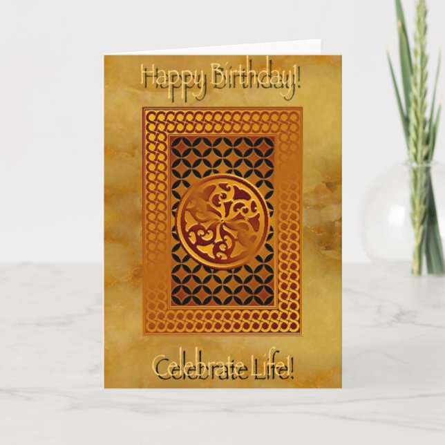 Tarjeta de bienvenida Celtic Happy Birthday (Anverso)
