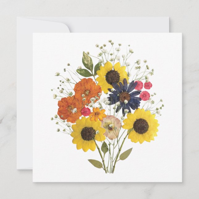 Tarjeta de bienvenida con flores de girasol presio (Anverso)