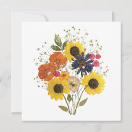 Tarjeta de bienvenida con flores de girasol presio