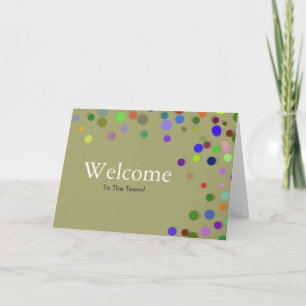 Tarjeta de bienvenida con lunares y chispas colori