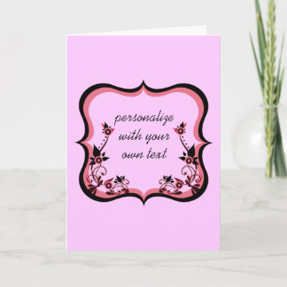 Tarjeta de bienvenida con marco floral, rosa