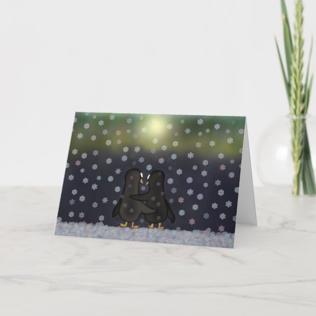 Tarjeta de bienvenida de amor para pingüinos (Anverso)