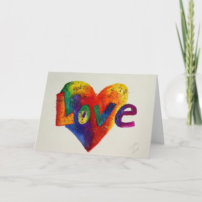 Tarjeta de bienvenida de arte de palabras de amor  (Anverso)