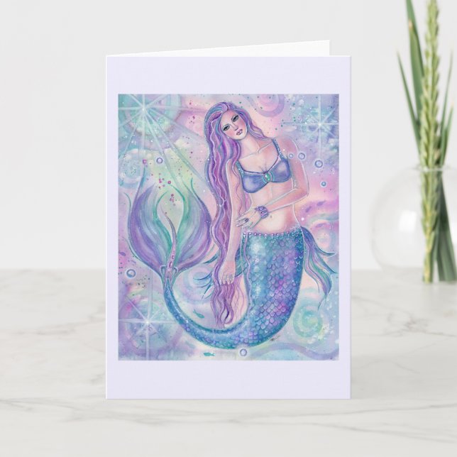 Tarjeta de bienvenida de arte de sirena de cristal (Anverso)