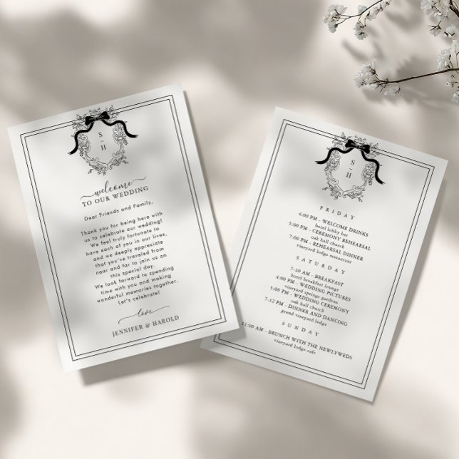 Tarjeta de bienvenida de Boda Escudo con tinerario (Subido por el creador)