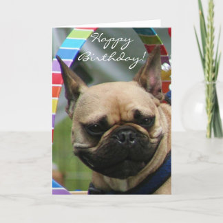 Tarjeta de bienvenida de Bulldog francés de cumple