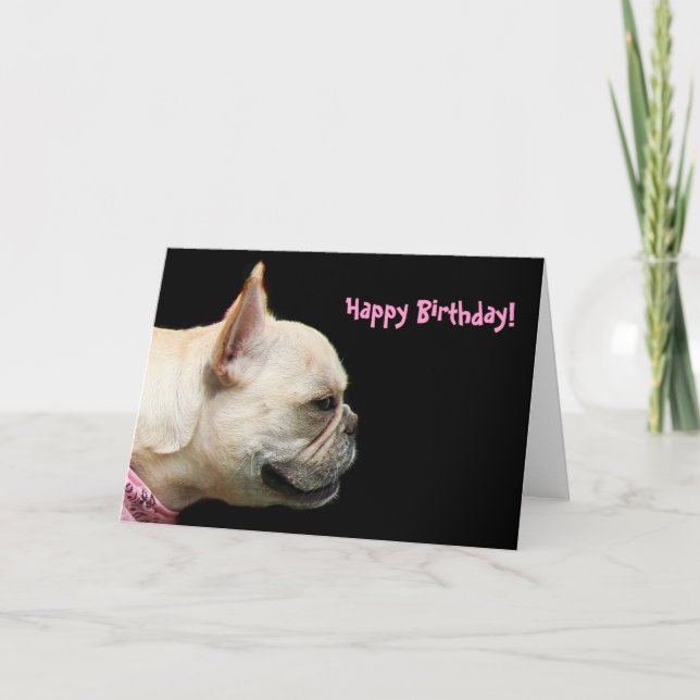 Tarjeta de bienvenida de Bulldog francés de cumple (Anverso)