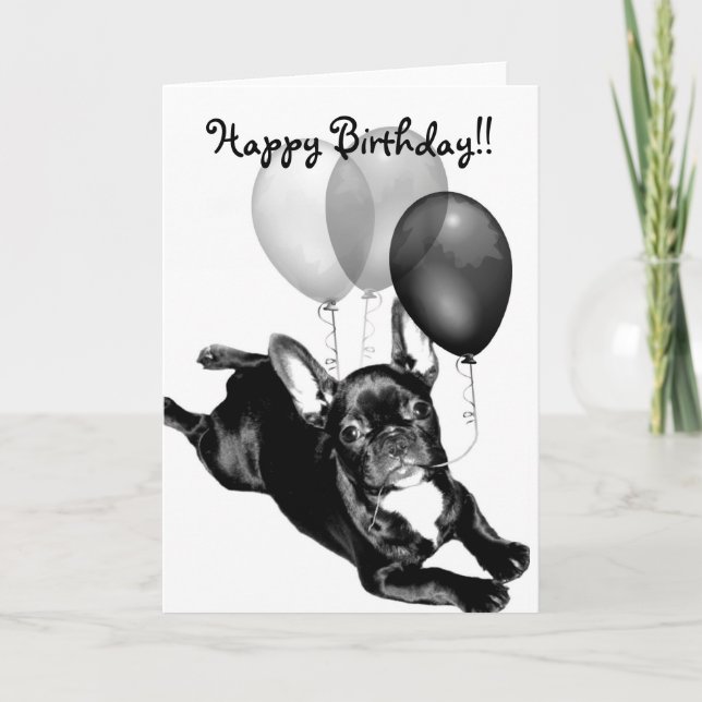 Tarjeta de bienvenida de Bulldog francés de cumple (Anverso)