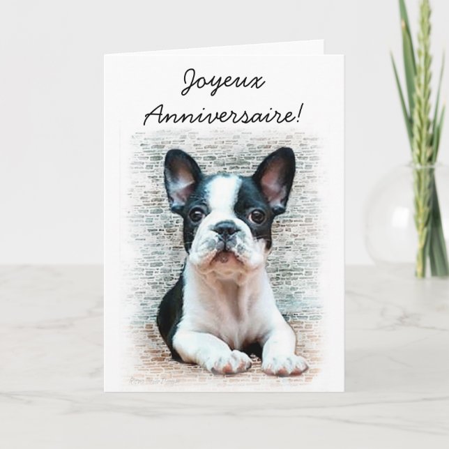 Tarjeta de bienvenida de Bulldog francés Joyeux An (Anverso)