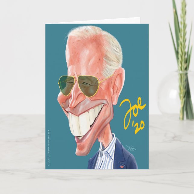 Tarjeta de bienvenida de caricatura Joe Biden (Anverso)