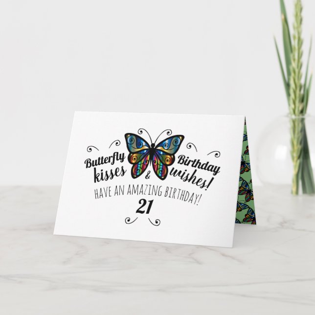 Tarjeta de bienvenida de cumpleaños Butterfly Kiss (Anverso)