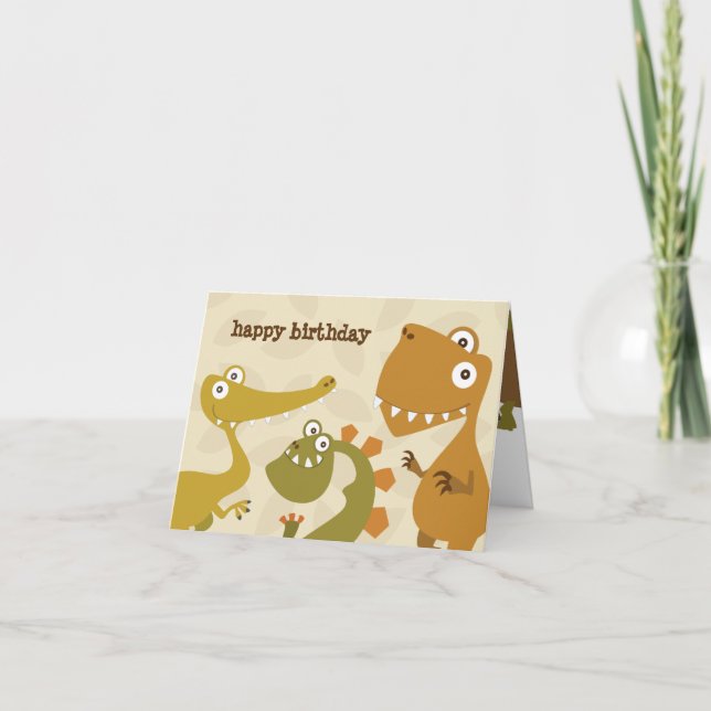 Tarjeta de bienvenida de cumpleaños de Dinosaur La (Anverso)