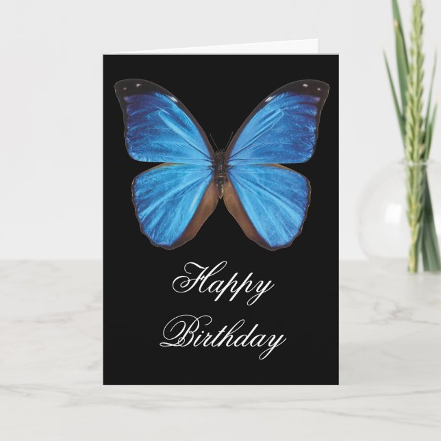 Tarjeta de bienvenida de cumpleaños de mariposa az (Anverso)