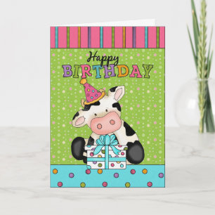Tarjeta de bienvenida de cumpleaños de vaca