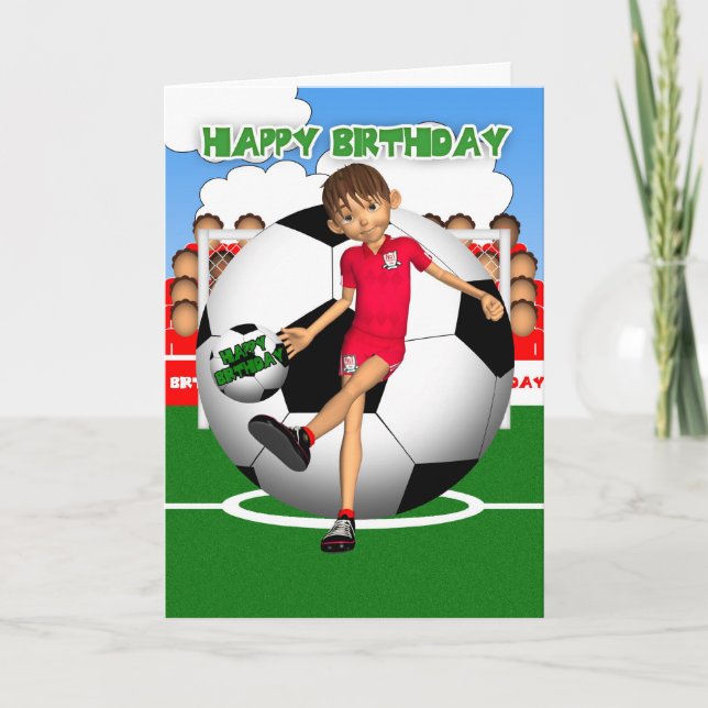 Tarjeta de bienvenida de cumpleaños para fútbol (Anverso)