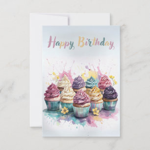 Tarjeta de bienvenida de cumpleaños Pastel Cupcake