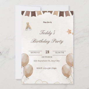 Tarjeta de bienvenida de cumpleaños Teddy Bear