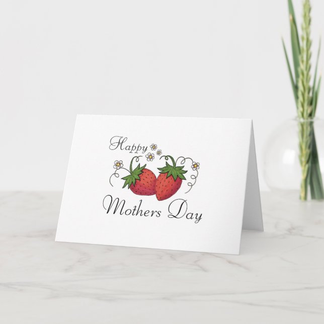 Tarjeta de bienvenida de Día de la Madre de fresa (Anverso)