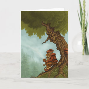 tarjeta de bienvenida de fantasía de árbol feliz
