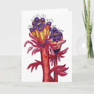 Tarjeta de bienvenida de flor de fantasía roja