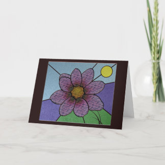Tarjeta de bienvenida de flor de vidrio manchado