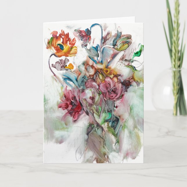 tarjeta de bienvenida de flores de colores (Anverso)