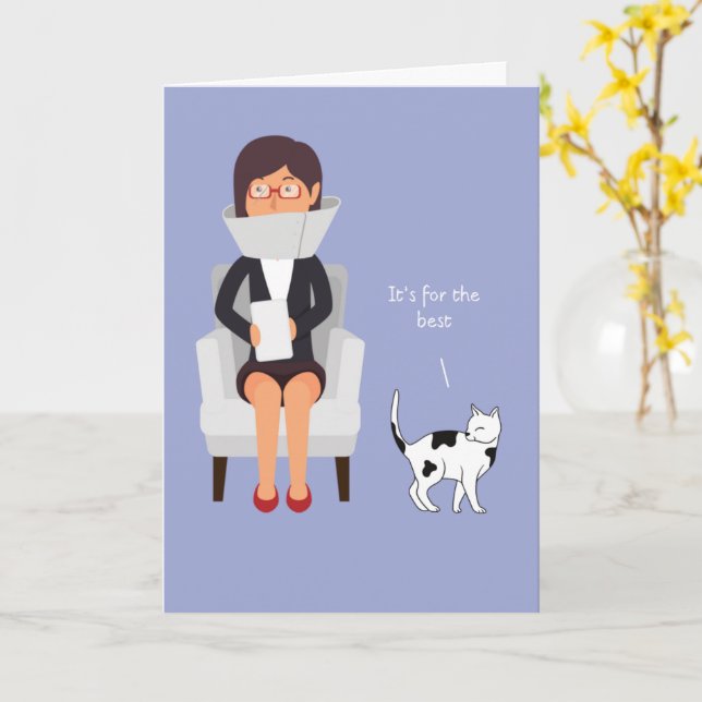 Tarjeta de bienvenida de gato de humor de cuarente (flor amarilla)