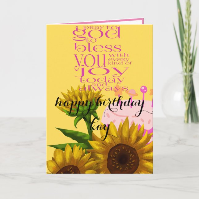 tarjeta de bienvenida de girasol de cumpleaños (Anverso)