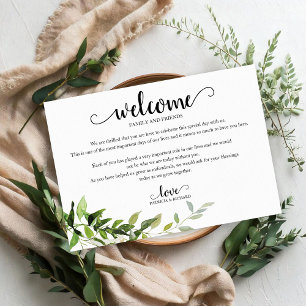 Tarjeta de Bienvenida de Hotel de Boda de Eucalipt