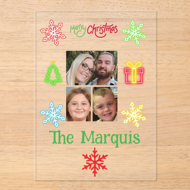 Tarjeta de bienvenida de la familia acrílica de na (Anverso)