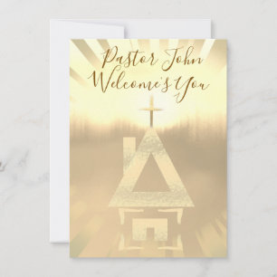 Tarjeta de bienvenida de la iglesia del pastor cru