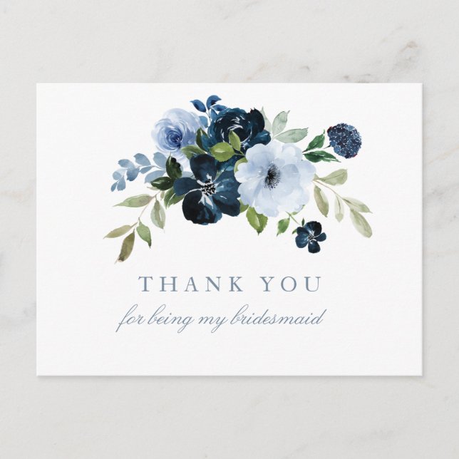 Tarjeta de bienvenida de la Marina y floral azul c (Anverso)