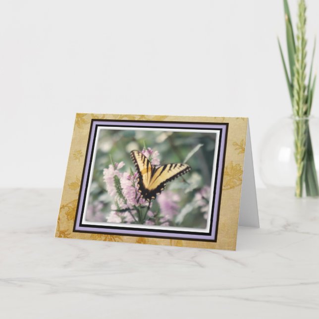 Tarjeta de bienvenida de mariposa amarilla (Anverso)