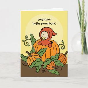 Tarjeta de bienvenida de otoño pequeño calabacín b