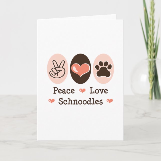 Tarjeta de bienvenida de Peace Love Schnoodles (Anverso)